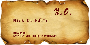 Nick Oszkár névjegykártya